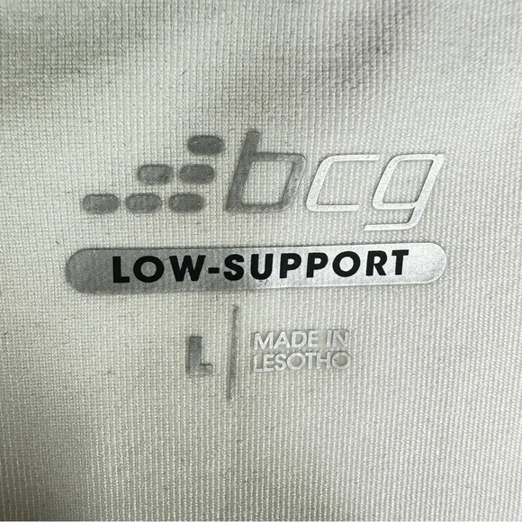 bcg White Racerback Sports Bra Moisture-Wicking Low Support Super Soft Large - Picture 2 of 5